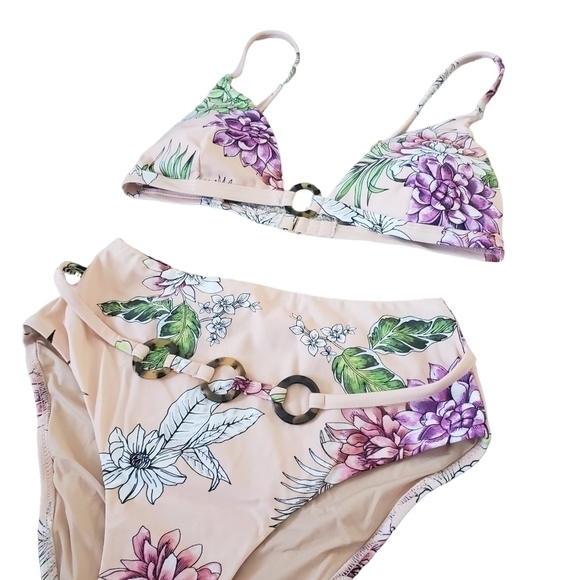 LETARTE Cabo Blush Pink Floral Print Bikini sz XS - Picture 5 of 16